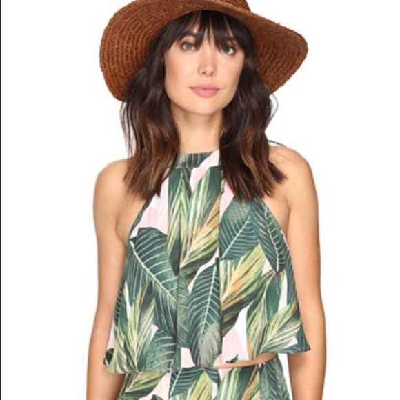 Show Me Your MuMu Tops - Show Me Your Mumu Mateo Palm Tie Neck Top - M